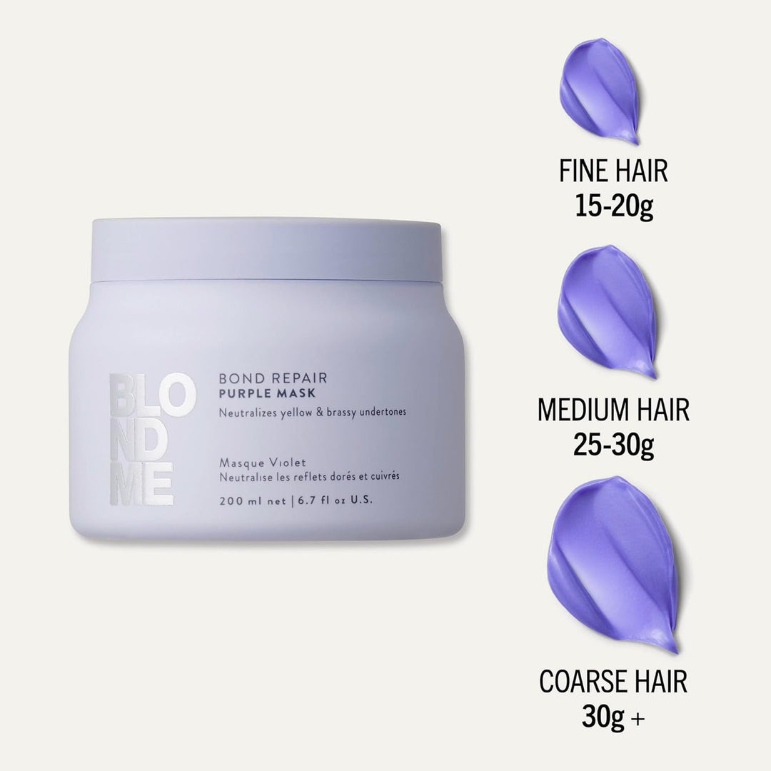 Schwarzkopf BlondMe Bond Repair Purple Mask / Neutraliza los tonos amarillos y cobrizos