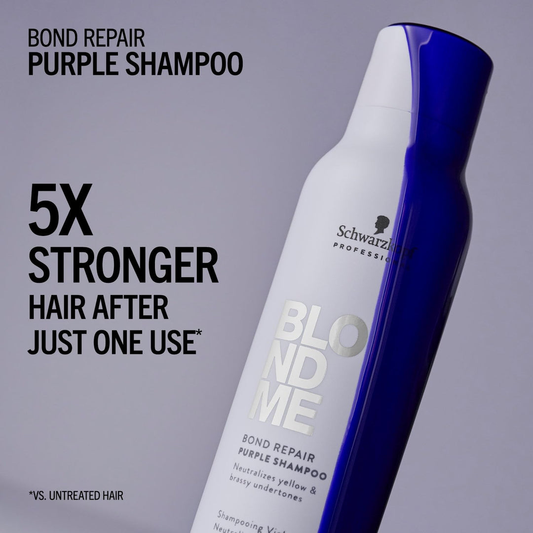 Schwarzkopf BlondMe Bond Repair Purple Shampoo /Neutraliza los tonos amarillos y cobrizos