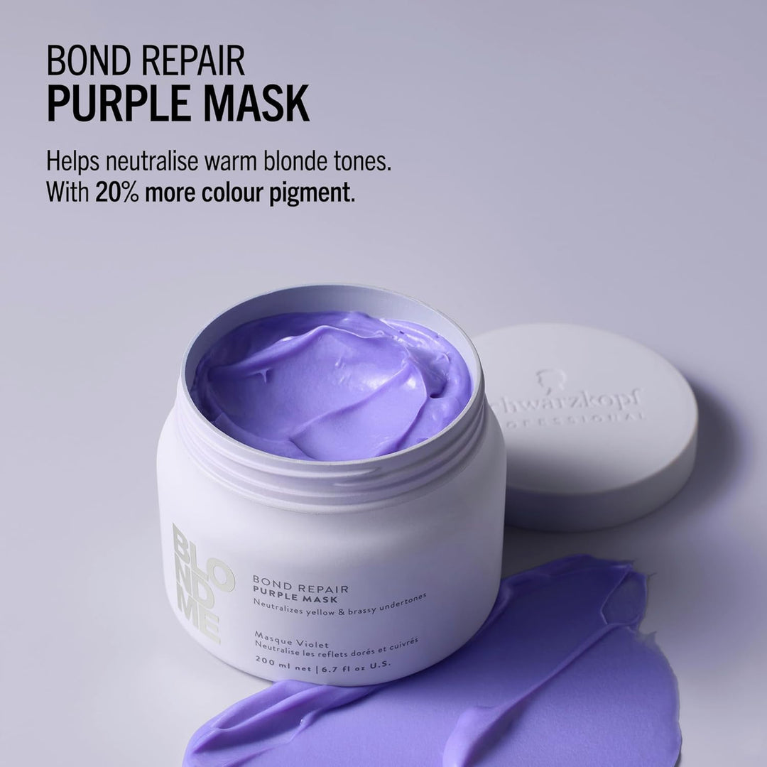 Schwarzkopf BlondMe Bond Repair Purple Mask / Neutraliza los tonos amarillos y cobrizos