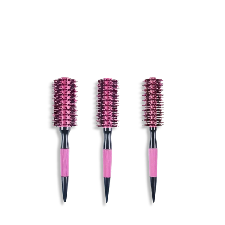 Pink ceramic round brush with wooden handle (VARIETY OF SIZES)