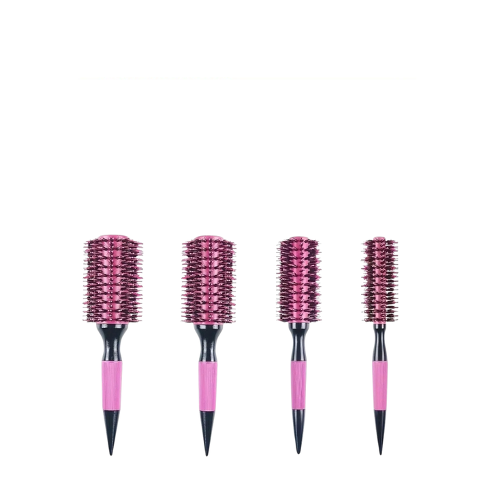 Pink ceramic round brush with wooden handle (VARIETY OF SIZES)