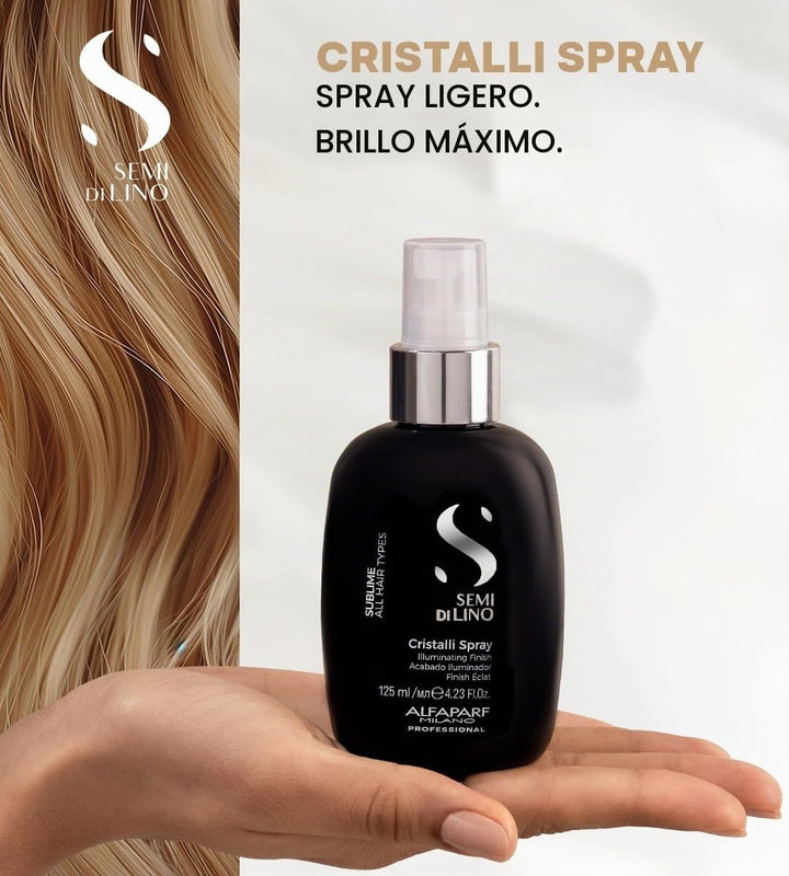 Alfaparf Milano Semi di Lino Sublime Cristalli Spray para brillo, suavidad y acabado luminoso del cabello