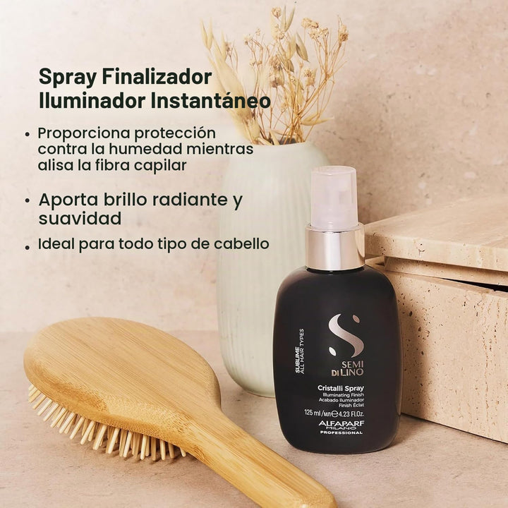Alfaparf Milano Semi di Lino Sublime Cristalli Spray para brillo, suavidad y acabado luminoso del cabello