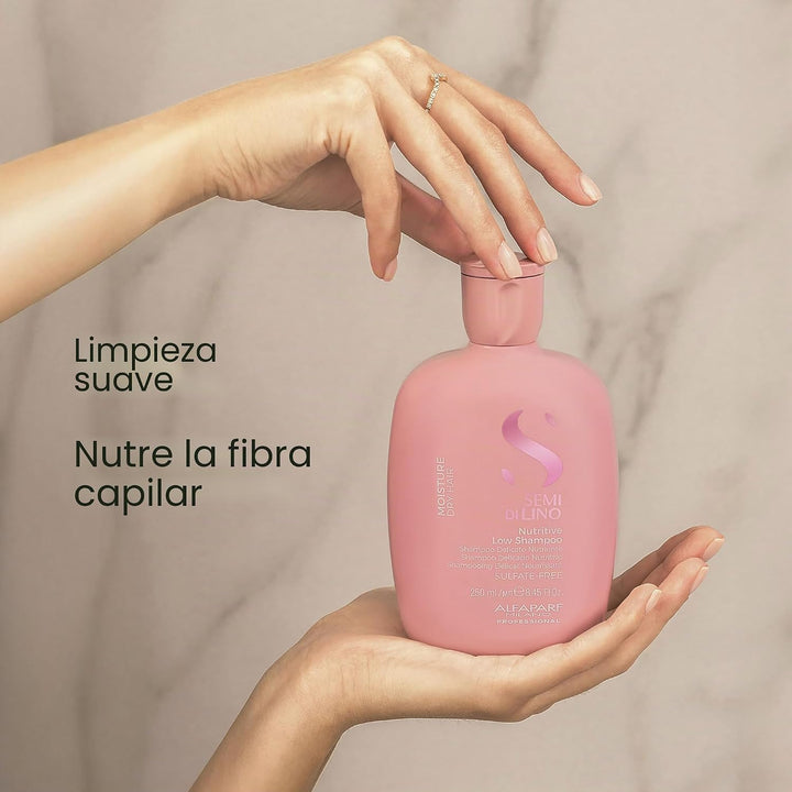 Alfaparf Milano Semi di Lino Moisture Nutritive Low Shampoo para cabello seco, hidratación, nutrición y brillo