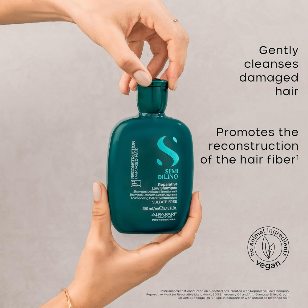 Alfaparf Milano Semi di Lino Reconstruction Reparative Low Shampoo para cabello dañado con acción reparadora, fuerza y suavidad