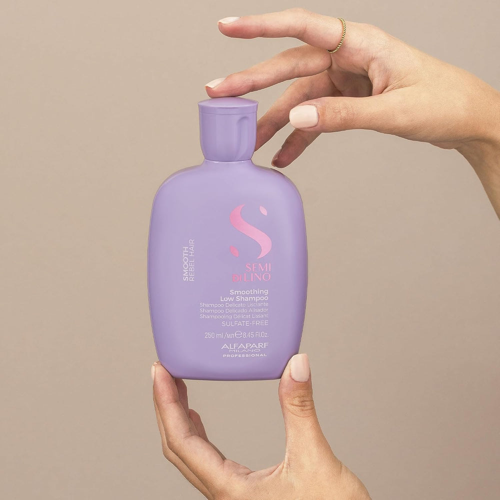 Alfaparf Milano Semi di Lino Smooth Smoothing Low Shampoo para controlar el frizz, suavizar y disciplinar el cabello