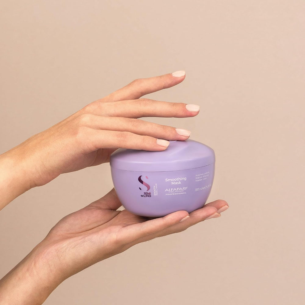 Alfaparf Milano Semi di Lino Smooth Smoothing Mask 200 ml para controlar el frizz, hidratar y suavizar el cabello