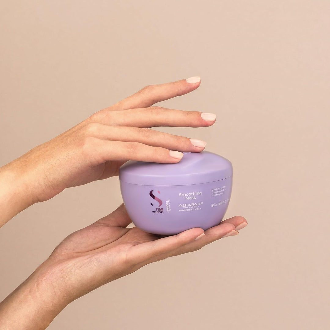Alfaparf Milano Semi di Lino Smooth Smoothing Mask 200 ml para controlar el frizz, hidratar y suavizar el cabello