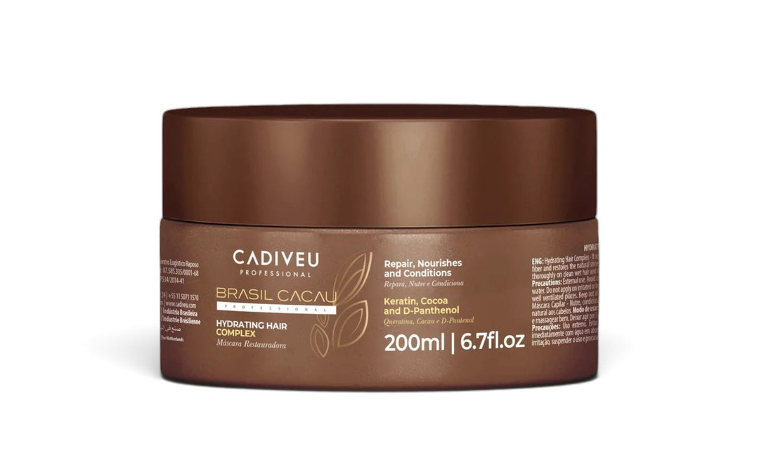Cadiveu Professional Brasil Cacau Hydrating Hair Complex Mask 200 ml con queratina, cacao y D-Pantenol