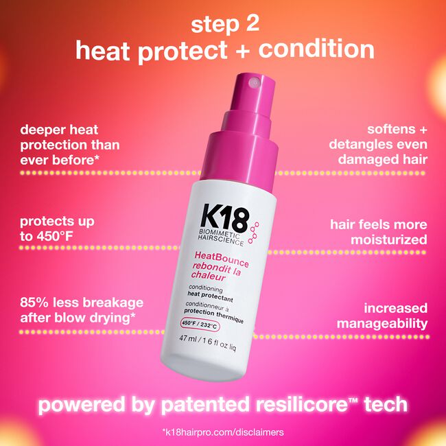 Repara, protege del calor y controla el frizz con K18. Incluye Molecular Repair Mask, HeatBounce y Molecular Repair Hair Oil en una rutina completa.