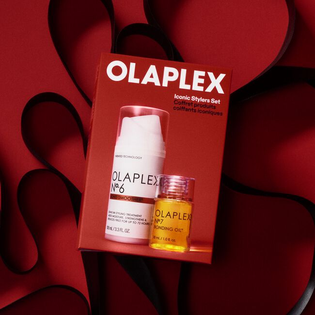 OLAPLEX Iconic Stylers Set con Nº.6 Bond Smoother y Nº.7 Bonding Oil para suavizar y aportar brillo al cabello