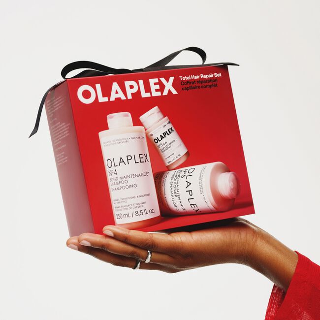 OLAPLEX Total Hair Repair Set con Nº.3PLUS Complete Repair Treatment, Nº.4 Bond Maintenance Shampoo y Nº.5 Bond Maintenance Conditioner