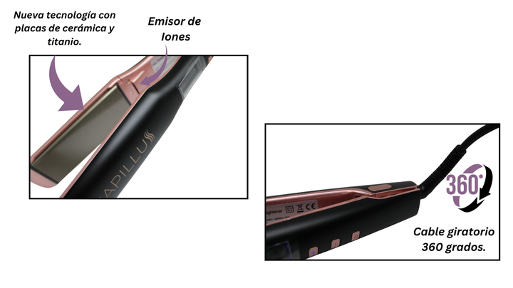 CAPILLUS Plancha Cerámica/Nano Titanio - Variedad de tamaños