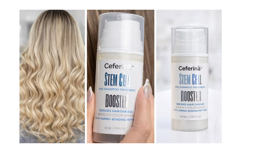 Stem Cell Booster con Amino-Bonding Peptides, ácido hialurónico y aminoácidos. Ayuda a fortalecer, reparar y mejorar la apariencia del cabello dañado o teñido, aportando suavidad y brillo.