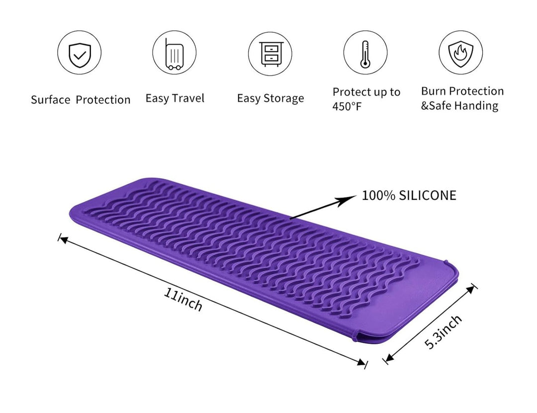 Pad de silicona resistente al calor para apoyar planchas, tenazas de forma segura durante el peinado.