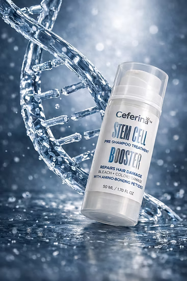 Stem Cell Booster con Amino-Bonding Peptides, ácido hialurónico y aminoácidos. Ayuda a fortalecer, reparar y mejorar la apariencia del cabello dañado o teñido, aportando suavidad y brillo.