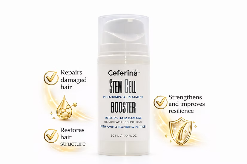 Stem Cell Booster con Amino-Bonding Peptides, ácido hialurónico y aminoácidos. Ayuda a fortalecer, reparar y mejorar la apariencia del cabello dañado o teñido, aportando suavidad y brillo.
