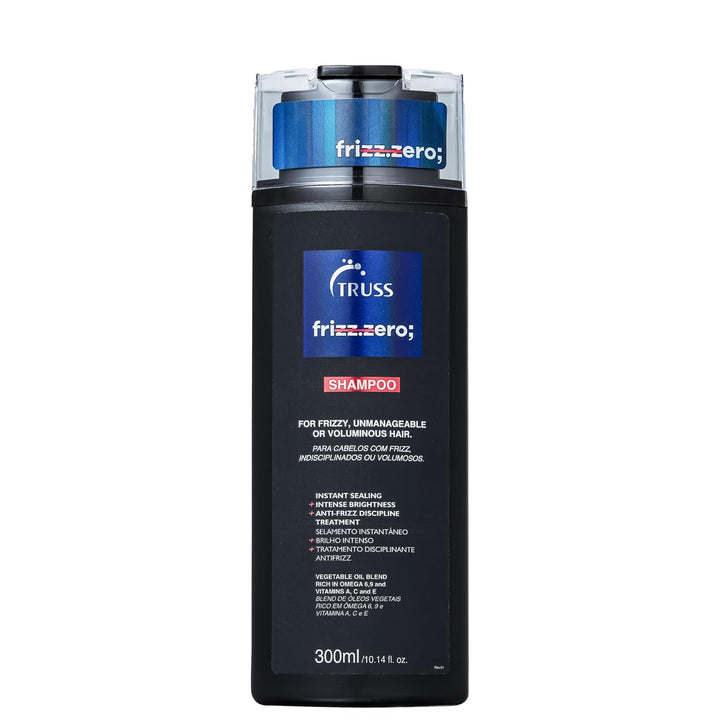 Truss Frizz Zero Shampoo 300 ml para control del frizz, protección contra humedad, suavidad y brillo del cabello