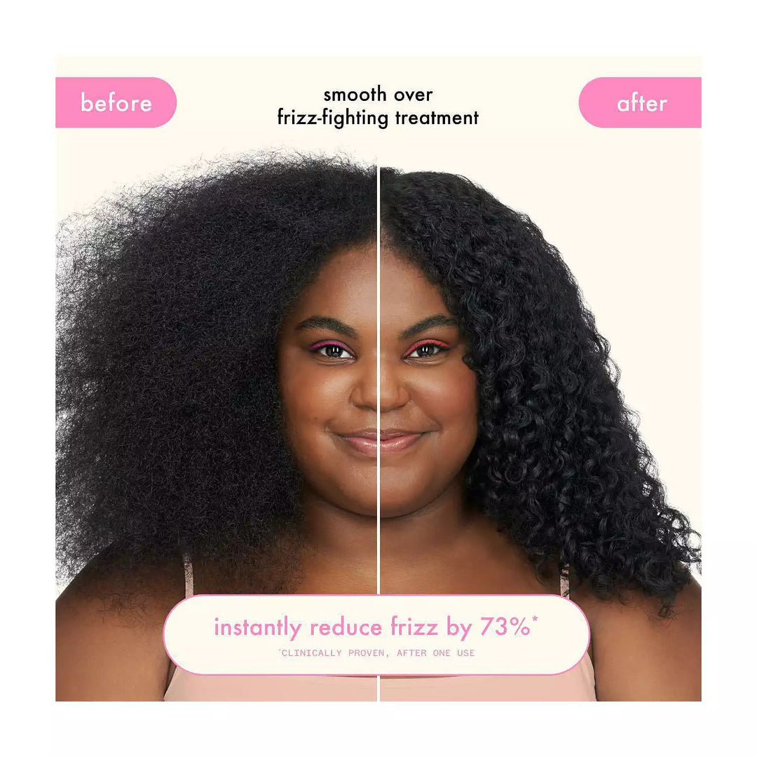 Resultados del Amika Smooth Over: cabello más suave y sin frizz.