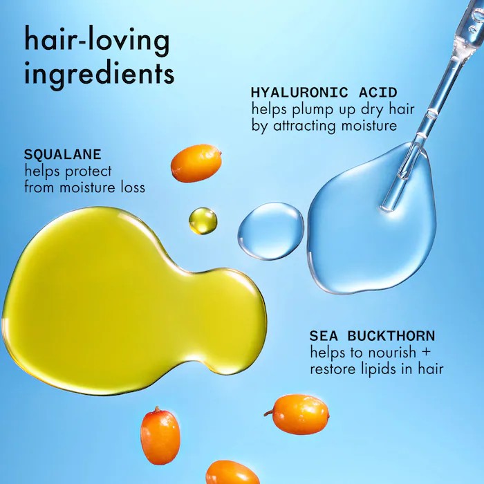 Amika Hydro Rush Leave-In Conditioner con ácido hialurónico para hidratación intensa y suavidad.