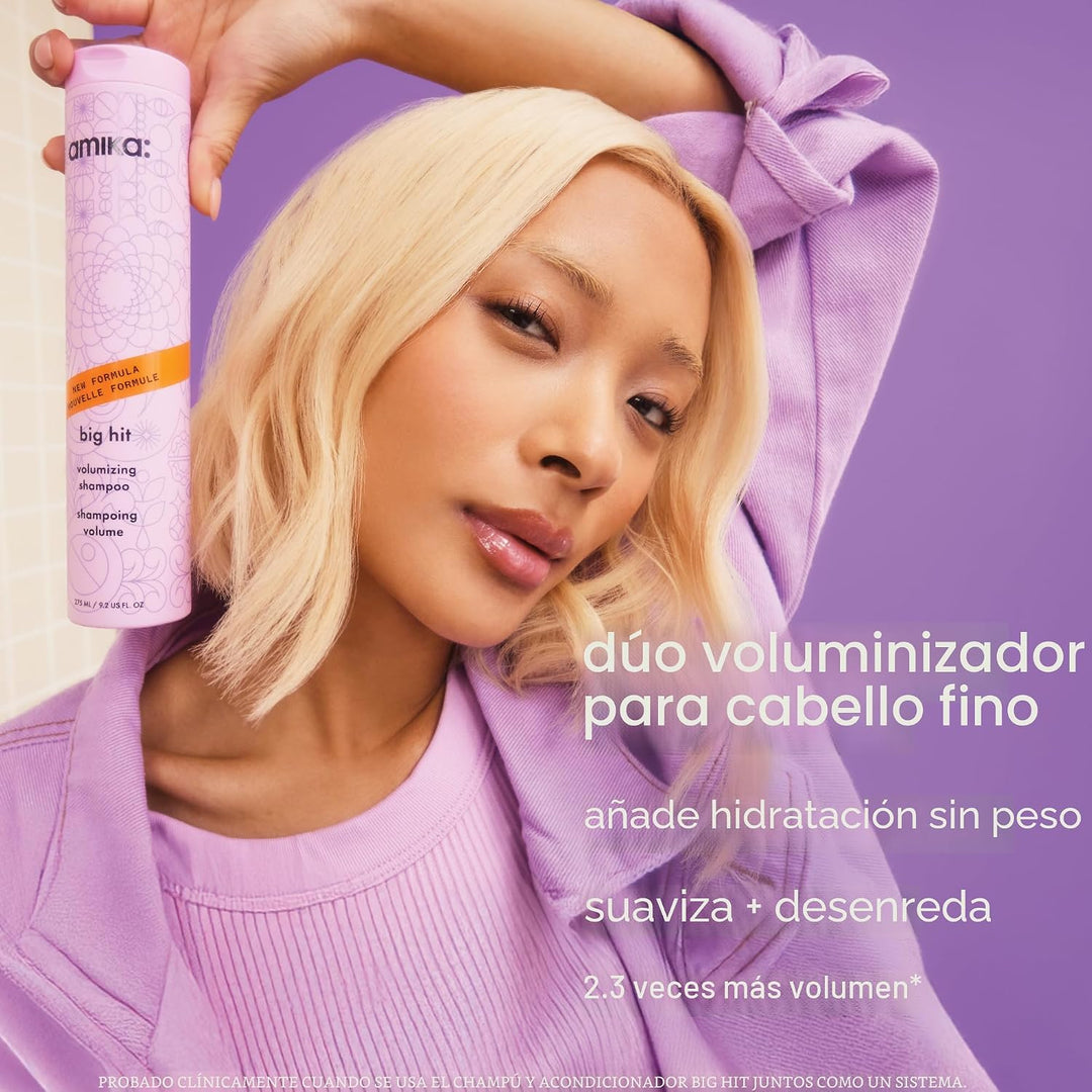 amika Big Hit Volumizing Shampoo | Shampoo para volumen ligero y cabello con más cuerpo