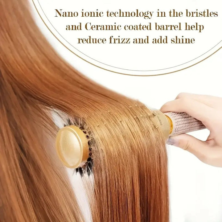 Gold Ceramic Round Brush with Mixed Bristles (VARIETY OF SIZES)