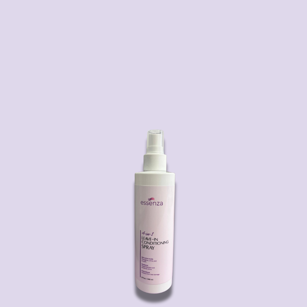 Spray sin enjuague Essenza 4-en-1 que fortalece, hidrata, controla el frizz y protege tu cabello del calor