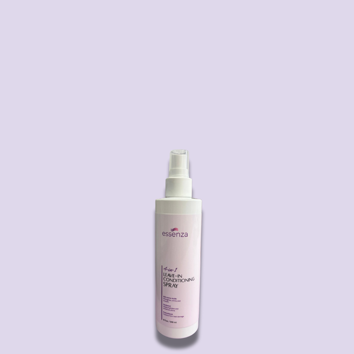 Spray sin enjuague Essenza 4-en-1 que fortalece, hidrata, controla el frizz y protege tu cabello del calor
