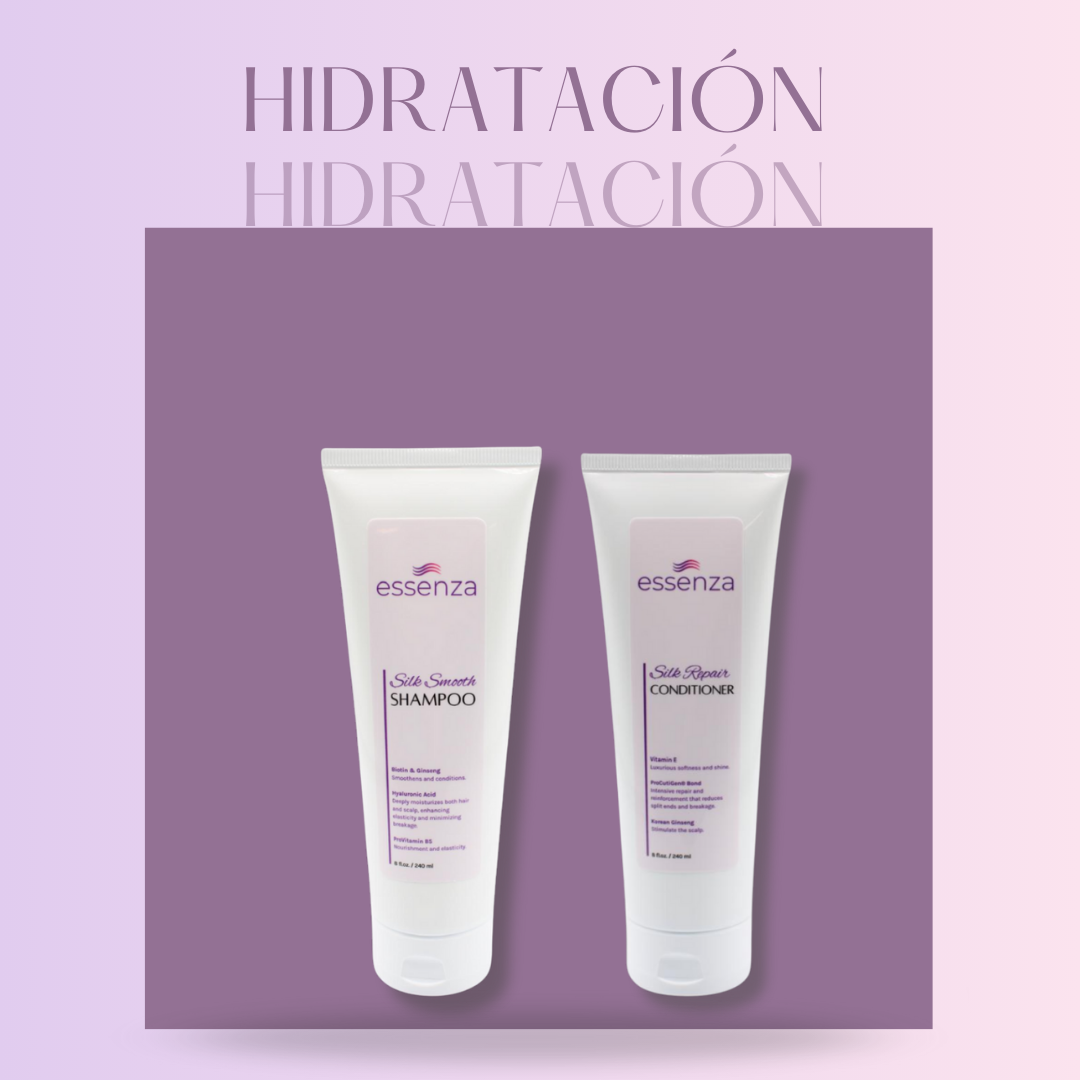Dúo Essenza Shampoo y Acondicionador con peine lavanda y bolsa reutilizable
