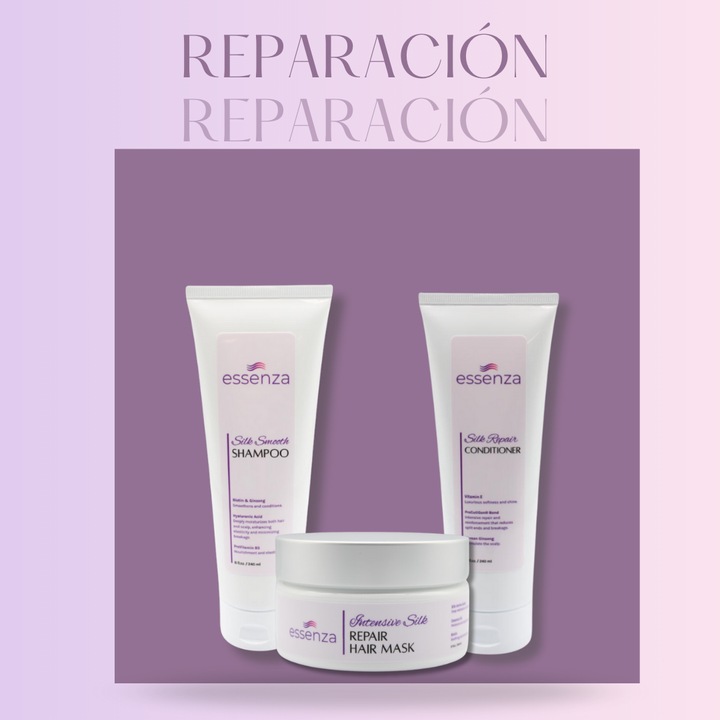 Kit Essenza con shampoo, acondicionador, mascarilla, peine lavanda y tote bag Special Edition.
