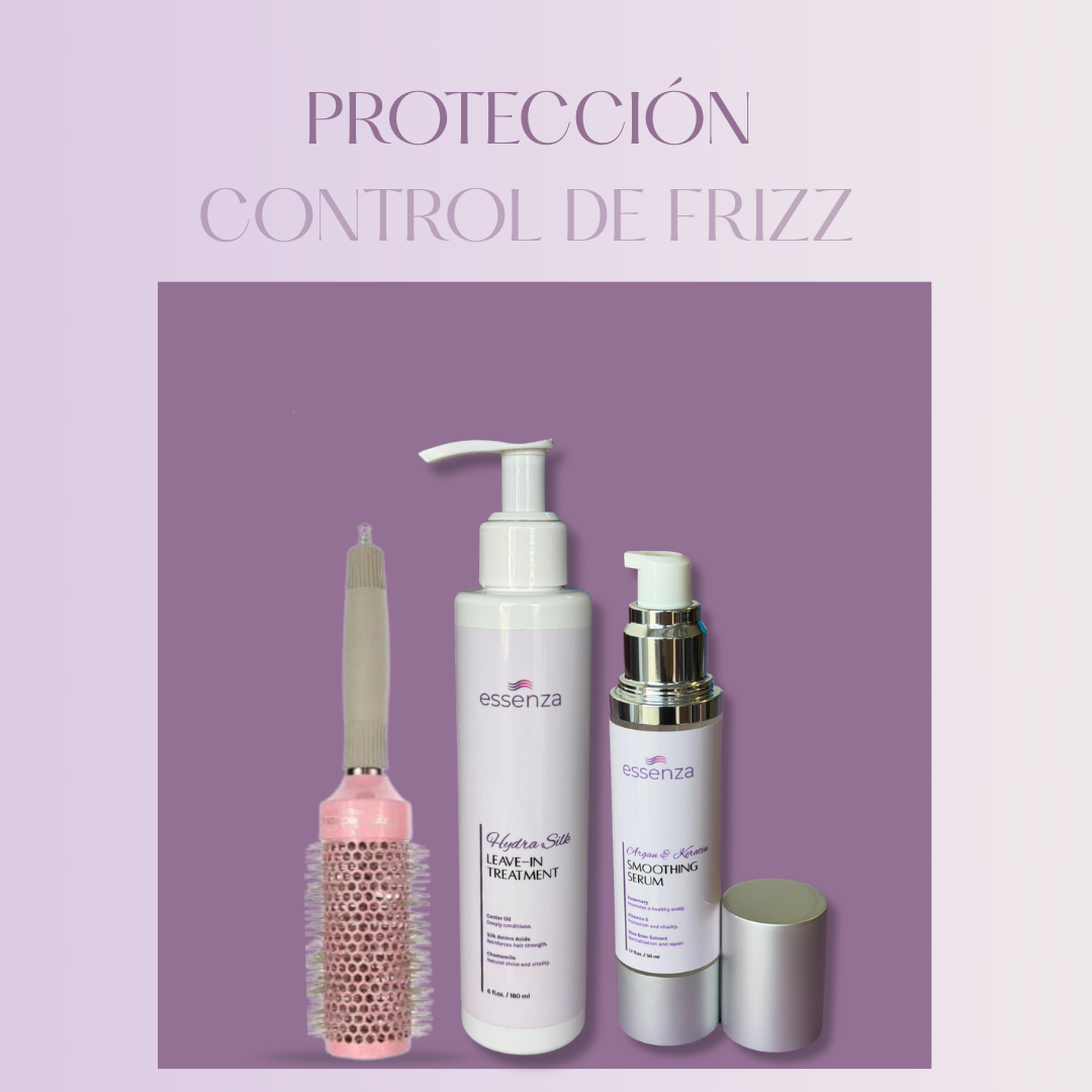 Kit Essenza con protector térmico, sérum, cepillo nano titanium,