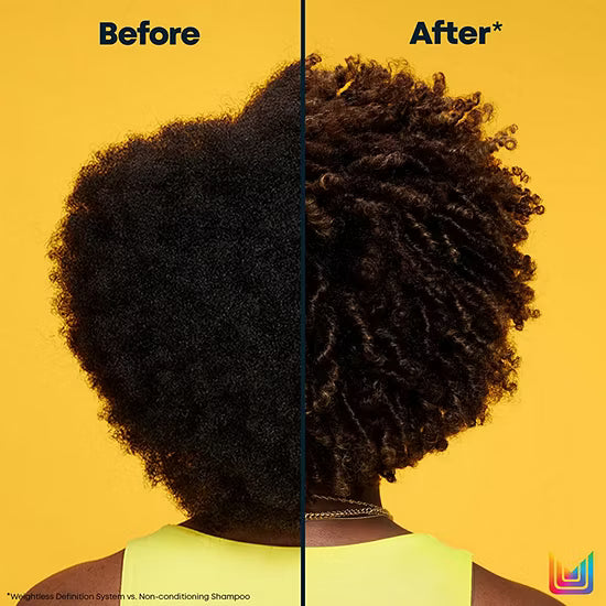 Cabello rizado estilizado con Matrix A Curl Can Dream, rizos definidos.