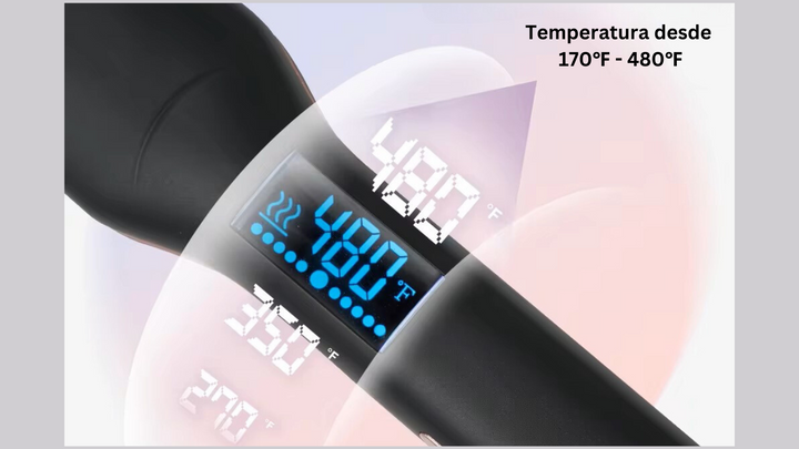 “Plancha Capillus profesional con temperatura ajustable de 170°F a 480°F para todo tipo de cabello.
