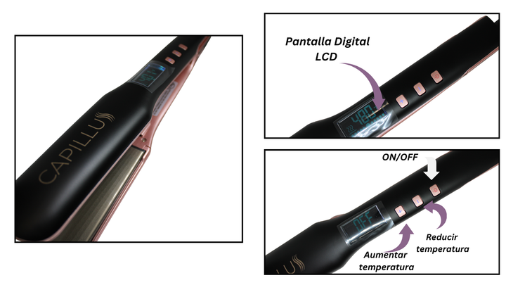 Plancha Capillus con ajuste de temperatura digital para todo tipo de cabello