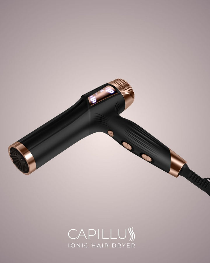 Secador Capillus con tecnología iónica avanzada que protege la fibra capilar.