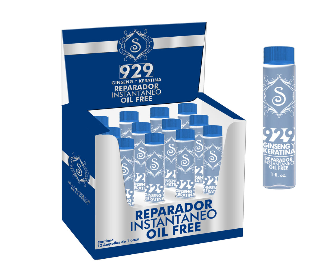 Ampolla Simone 929 ginseng y keratina 1 oz – reparador instantáneo sin aceite.