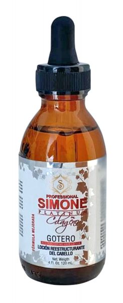 Caja frontal de Simone Professional Platinum con Colágeno, Minoxidil 5% y Biotina.